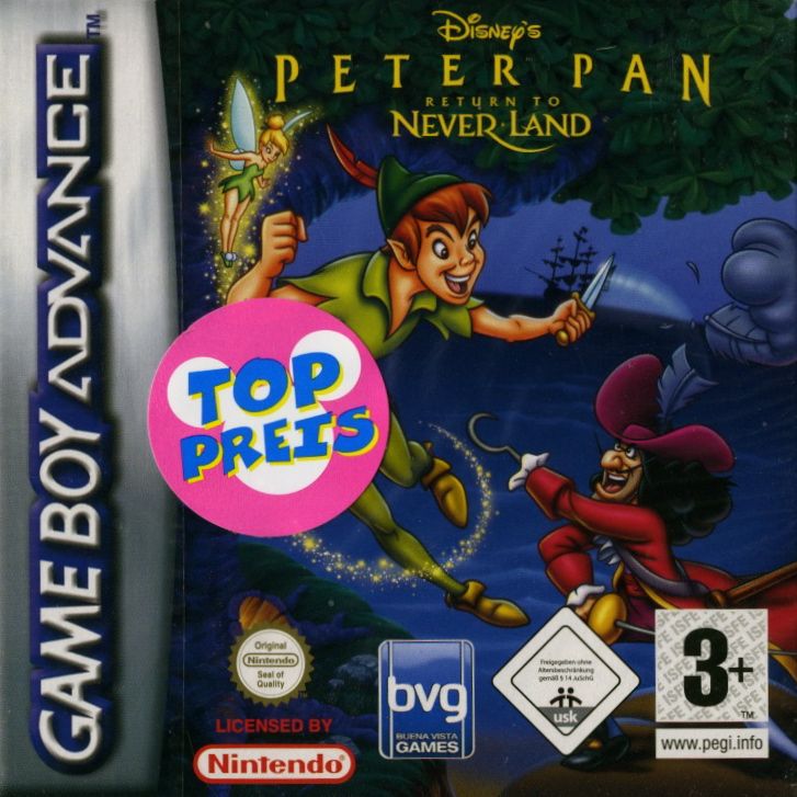 Peter Pan box art for GameBoy Advance